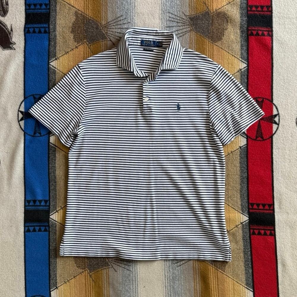 Men’s Polo Ralph Lauren Slim Fit Striped Polo Shirt Size Medium Preppy